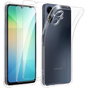 Coque Pour Samsung Galaxy A06 4g Avec 2 Verre Trempé, Anti-Jaune Étui De Protection Antichoc Anti-Rayures, Transparente Tpu Silicone Bumper Housse - Clear - Neuf