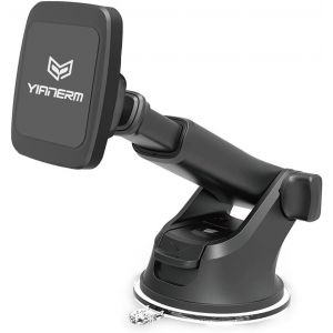 LORANKA-Support T&eacute;l&eacute;phone Voiture Magn&eacute;tique, Ventouse Aimant Fort Universel Tableau de Bord Pare-Brise Support de Voiture avec Bras T&eacute;lescopique R&eacute;glable Compatible avec Smartphones - Neuf