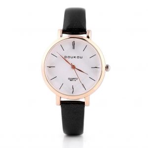 Casual Femmes Femme Analogique Quartz Montre-Bracelet Bracelet Silicone Simple Blanc Cadran Montre Cadeau (Noir) - Neuf