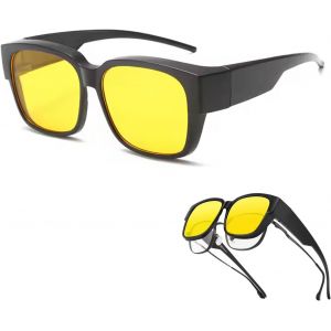 Kathlelxh-Nightglo Lunettes,Lunettes Nightglo,Lunettes De Vision Nocturne,Vision Nocturne,Lunette Vision Nocturne,Lunette Conduite De Nuit Verres Tac Polarisés[H1242] - Neuf