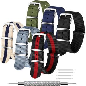 Eryi-Nato Strap 6 Packs 18mm 20mm 22mm Bracelets De Montre En Nylon Balistique Bracelets Zulu Boucle En Acier Inoxydable Avec Barre À Ressort Et Outil De Broche De Liaison - Neuf