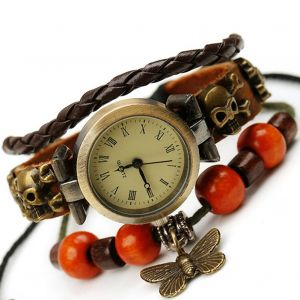 Montre-Bracelet A Quartz Vintage Faite A La Main Pour Hommes Et Femmes, Unisexe, En Cuir Multicouches - Neuf