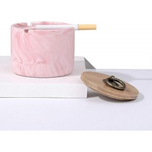 Cendrier,Cendrier en céramique avec couvercles,coupe-vent,Cendrier à cigarettes pour l'intérieur ou l'extérieur,en marbre - Neuf