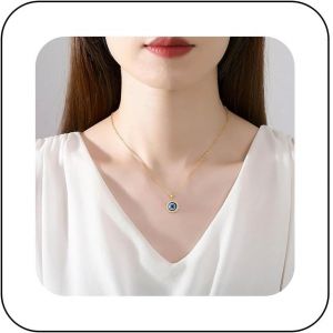 Kal-Collier Pendentif Oeil Maléfique Cristal Pendentif Oeil Talisman Bleu Gothique Collier Pendentif Oeil Maléfique Turc Collier Protection Chanceux Collier Oeil Strass Rond Bijoux Pour Femmes - Neuf