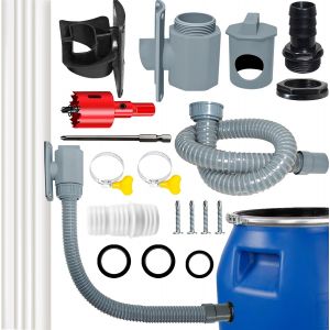 NouvelHorizonstore-Collecteur Eau de Pluie Rectangulaire, Recuperateur d Eau de Pluie, R&eacute;cup&eacute;rateur Eau de Pluie, Syst&egrave;me de Collecte d'eau de Pluie, Recuperateur Eau de Pluie avec Tuyau Vis Collier - Neuf