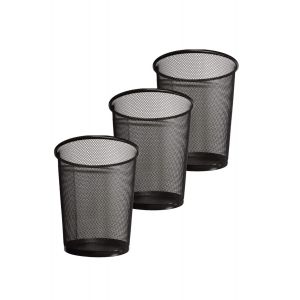 Teppd-Lot De 3 Corbeilles À Papier Circulaires En Maille Légère En Métal, Idéales Pour La Cuisine, La Maison, Le Bureau, Le Dortoir, Le Salon, Le Bureau, La Chambre À Coucher (Noir) - Neuf