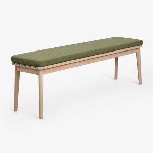 Banc De Jardin 160 Cm En Bois D'acacia Et Tissu Kaela Acacia Marron Clair - Neuf