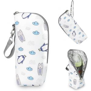 Kalanka-1 Pi&egrave;ce Sac Isotherme Biberon, Chauffe-Biberon Pour B&eacute;b&eacute;, Sac De Biberon Portable Hangable,Porte-Biberon, Biberon Voyage Isolation Sac,Pour Poussette,Voyage En Plein Air(Pingouin) - Neuf