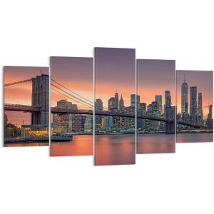 Impression sur toile murale avec pont de Brooklyn de New York City - Impressions d'art pour d&eacute;coration de la maison, salon, chambre &agrave; coucher 200 x 100 cm. (sans cadre) - Neuf