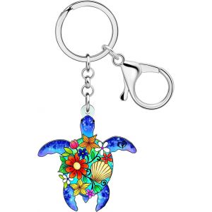 KAL-Acrylique M&eacute;duse Porte-Cl&eacute;s Requin Porte-Cl&eacute;s Anneau Pieuvre Crabe Tortue Charms Pour Femme Filles Portefeuille Accessoires Sac &Agrave; Main - Neuf