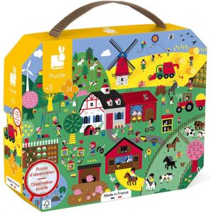 ERYI-- Puzzle D'Observation Enfant La Ferme 24 Pièces - Jeu Educatif Motricité Fine Et Concentration - Valisette Poignée - Fabriqué En France - Certifié Fsc - Encres Végétales - Dès 3 Ans, J02645 - Neuf