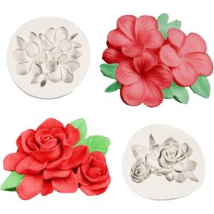 Kal-2pièces Moule En Silicone, 3d Forme De Frangipanier Rose Moule En Silicone Antiadhésif Moule Bougies Bougeoir En Résine Époxy Chandelier Pour Glace Chocolat Pâtisserie Dessert - Neuf