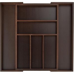 ChenQuanSarl-10023245 Bo&icirc;te &Agrave; Couverts Tiroir, Extensible, Largeur Variable, 5-7 Casiers, Organ ur Bambou, Hlp 5X48X46Cm, Marron, Brun Fonc&eacute; - Neuf