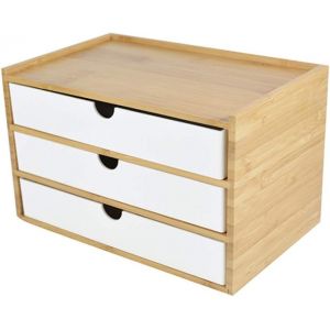 lbgwp60-Coffre À Tiroirs De Bureau En Bois Boîte De Rangement Avec Tiroirs Boîte À Bijoux Vintage Boîte En Bois Boîte En Bois Avec Organisateur De Tiroirs Commode De Table En Bois Blanc 3 Niveaux - Neuf