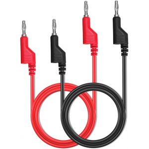 2pcs Ensemble de Câbles de Test Banane à fiche Banane,Câble de Test de Fil de Fiche Banane Empilable de 4mm pour Multimètre,Fil de Test Electrique 1000V/15A(Rouge/Noir) - Neuf