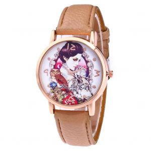 Montre Dames Personnalit&eacute; Montre Femmes &Agrave; La Mode Mouvement Fin Montre Montre-Bracelet En Cuir (Beige) - Neuf