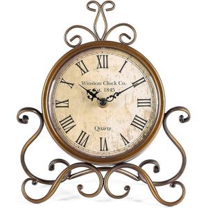 Horloge de Table Romaine rétro silencieuse pour Salon Chambre à Coucher Bureau (cuivre) - Neuf