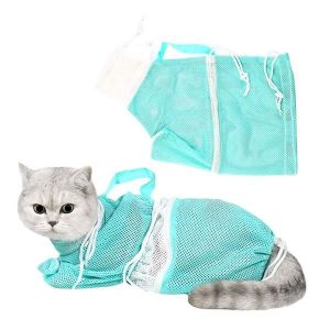 Sac De Toilettage Réglable Pour Chat - Filet De Douche En Maille Souple Pour Un Bain, Une Coupe Des Griffes Et Des Visites Chez Le Vétérinaire En Toute Sécurité - Conception Anti-Morsure - Neuf