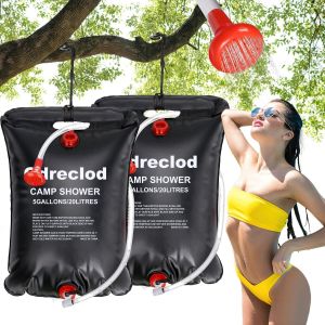 LETNERNY-Lot 2 Pcs Douche Solaire, 20L Sac De Douche Solaire Camping Pliable Sac De Douche Camping Portable Solaire Chauffe Sac De Douche De Sport Camping Randonée - Neuf