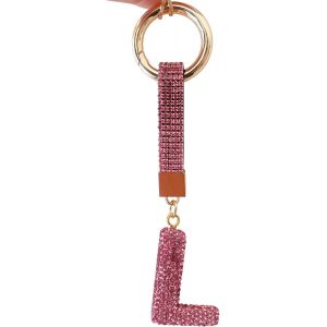 KAL-Porte Clef Lettres Pour Femmes Et Filles, Porte-Clés Rose, Accessoires Brillants Pour Clés/Clés De Voiture/Sacs À Dos Et Sacs À Main, Cadeaux Pour Femmes - Neuf