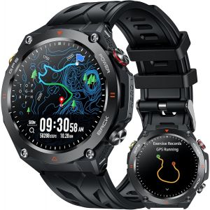 Gps Montre Connectée Homme Smartwatch: 1,45"" Avec Boussole Baromètre Altimètre Appel Bluetooth Fréquence Cardiaque Spo2 Sommeil 650mah Batterie 100+ Mode Sport Étanche Fitness Tracker Pour Android Ios - Neuf