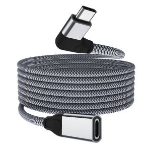 TYE-C&acirc;ble d'extension USB C &agrave; Angle Droit 2M,Type C 3.1 3.2 Gen2 10Gbps M&acirc;le vers Femelle,Rallonge USB C Thunderbolt 3 pour MacBook,Mac,iPad Pro/Air 4/Mini 6 7,Nintendo Switch,Dell XPS,Surface Go - Neuf