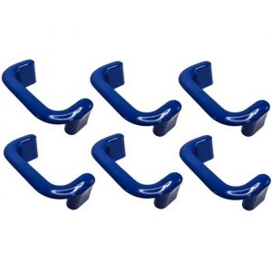 6x Poign&eacute;e de meuble entraxe 64mm plastique placard porte cuisine armoire tiroir, bleu - Neuf