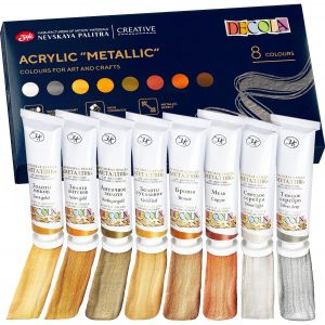Nouvelhorizonstore-Kit Peinture Acrylique M&iquest;&iquest;Tallique 8 Tubes De Couleurs M&iquest;&iquest;Talliques De 18 Ml | Peindre Et D&iquest;&iquest;Corer Sur Toutes Les Surfaces | Fabriqu&iquest;&iquest; Par Nevskaya Palitra - Neuf