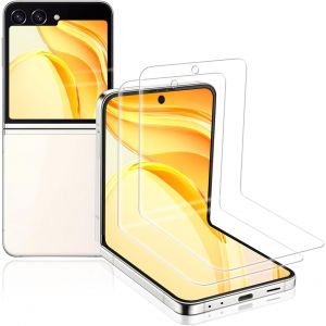 Sjzg-Lot De 2 Films De Protection D'&eacute;cran En Verre Blind&eacute; Pour Samsung Galaxy Z Flip 5 - Duret&eacute; 9h - Anti-Rayures - Toucher Sensible - Sans Bulles - Anti-Traces De Doigts - Neuf