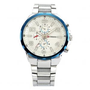 Curren Nouvelle Mode Hommes Mouvement Quartz Alliage Bande Montre-Bracelet Analogique (Bo&icirc;tier Blanc + Cadran Blanc) - Neuf