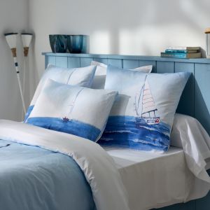 Housse De Couette Percale De Coton Voilier Marin - Neuf