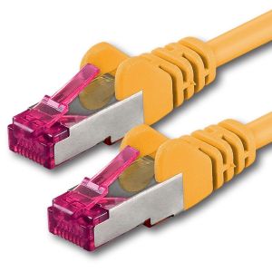 Kal-1m - Jaune - 1 Pi&egrave;ce - C&acirc;ble R&eacute;seau Cat6a (10gb/S) S-Ftp Cat 6a Lankacable - Certifi&eacute; Ghmt Pimf 500 Mhz Cat5 Cat5e Cat6 Cat6a Cat7 Pour Switch, Routeur, Modem, Internet - Neuf