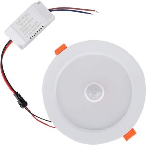 KAL-Plafonnier Led Avec Capteur De Mouvement, 12W Ac85-265V Plafonnier Led Downlight Capteur De Corps Humain Lampe Encastrée, Pour Salon De Couloir Intérieur À La Maison(Blanc Chaud) - Neuf