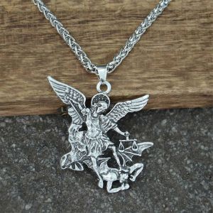Archange St Michel Protégez-Nous Russe Orhodox Amulette Pendentif Collier Talisman Bijoux Religieux - Neuf