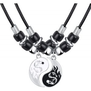 Trahoo-Feilok 2 Collier De Dragon Tai Chi En Acier Inoxydable Hip - Hop Pour Hommes - Neuf