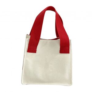 HJLIAN Sac a main grande capacite avec fermeture a ventouse, joli motif, pliable, portable, petit sac a lunch en toile pour un usage quotidien, rouge - Neuf