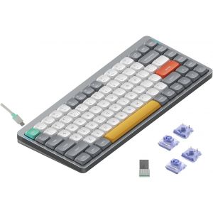 Air75 V2 Qmk/Via Clavier Mécanique, 75% Clavier Sans Fil ? Profil Bas, Bluetooth 5.1, 2.4Ghz Et Connexion Filaire, Compatible Avec Les Syst¿mes Windows Et Mac Os - Lunar Gray Switch Wisteria - Neuf