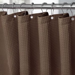 Tianyi-Rideau De Douche Motif Gaufre Avec Anneaux En Métal Imperméable Anti-Moisissures Polyester Tissu Rideau Salle De Bain Lourd Pour Baignoire Cabine De Douche - 122x182cm (Marron) - Neuf