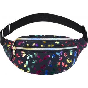 TIANYI-&reg; Sac Banane, Sacoche Banane Ville Unisexe &agrave; Effet Holographique, Sac Etanche Multi-Poches Mode Imperm&eacute;able Cuir PU pour Voyage Randonn&eacute;e Camping Loisir (avec 1*Forfait Carte de cr&eacute;dit) - Neuf