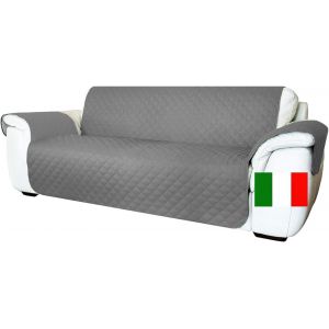 SUBZONAL-Housse de canap&eacute; 3 Places avec accoudoirs et Assise 165 cm. Imperm&eacute;able, r&eacute;versible, antid&eacute;rapante, Relaxation, Anti-Taches, Anti-Rayures, Chiens, Chats, Moderne, Gris - Neuf