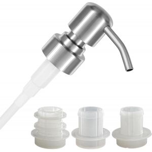 KAL-Pompe Pour Distributeur De Savon Liquide 'Zagreb' - Rechange En Acier Inox, Upcycling Avec Set De 3 Bagues D'Étanchéité Pour Bouteilles De 18-23 Mm (Argent Brossé) - Neuf