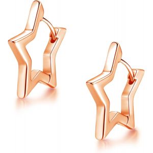Kal-Petites Créoles En Argent Sterling 925 - Hypoallergéniques - Pour Cartilage - Dormir - En Forme D'étoile - Pour Femme Et Fille - Neuf