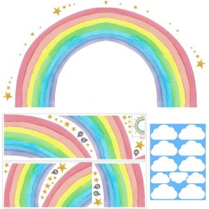 ERYI-2 Stickers Muraux Arc-En-Ciel Et 1 Sticker Mural Nuage, Stickers Muraux Mignons, Stickers Muraux Autocollants, Décoration Chambre D'Enfant, Stickers Muraux Décoratifs Maternelle - Neuf