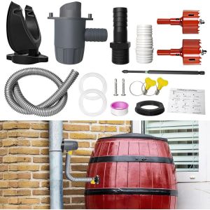 CHECARZHN--NO1-Recuperateur D Eau De Pluie Pour Tuyau De Descente Ø 70-110Mm, Recuperateur D Eau De Pluie Pour Toitures Jusqu'À 80 M², Collecteur D'Eau De Pluie Avec Accessoires De Montage - Neuf