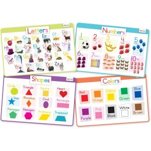 Eryi-Sets De Table Pour Enfants, Sets De Table Pour Tout-Petits Sets De Table Jetables Antidérapants Pour Tout-Petits Lettres Chiffres Formes Et Couleurs Alphabet Ensemble De 4 - Neuf