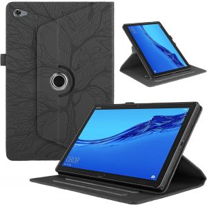 Kal-Coque Pour Tablette Huawei Mediapad M5 Lite 10.1"" 2018 Tablette Cover Étuis Cuir 360°Rotatif Multi-Angle Stand Flip Housse Cover Huawei Mediapad M5 Lite 10.1"",Noir Arbres - Neuf