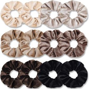 12 Pcs Chouchou Cheveux Femme Velours Chouchou Satin Scrunchies Tie Dye Élastiques Cheveux Accessoire Cheveux - Neuf
