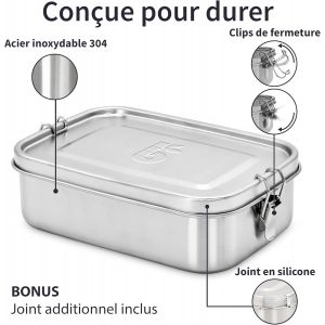 Tianyi-Lunch Box Inox 1200 Ml | Bento Bpa Free | Boite Dejeuner Hermetique | Bento Compartimenté | Lunch Box Inox Étanche | Boite A Gouter Inox 1200 Ml | Eco Lunchbox - Neuf