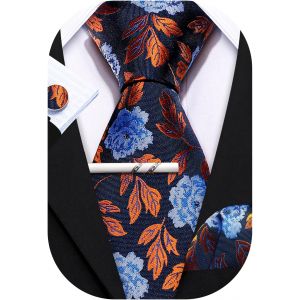 CAUC-Cravates pour homme en soie, couleur unie, mouchoir et boutons de manchette pour f&ecirc;te de mariage - Neuf