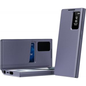 SJZG-Housse Pour Galaxy S25 Ultra,&Eacute;tui De T&eacute;l&eacute;phone Intelligent Avec Fen&ecirc;tre Et 1 Emplacement Pour Carte,&Eacute;tui De Protection Complet En Cuir Exquis, Pour Samsung Galaxy S25 Ultra 5G-Violet - Neuf